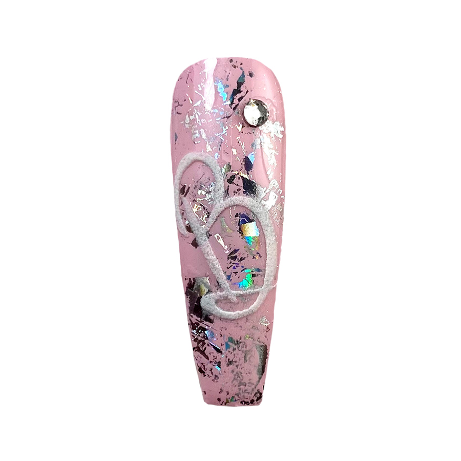 2022 Nail Art, 3D pink nails, crystal embellishment, Trending Nail Art